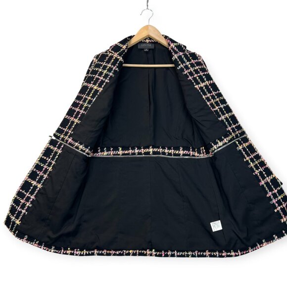 Carlisle Womens Tweed Convertible Zip-Off Coat Jacket Chanel-Inspired Grid Sz 6 - Picture 5 of 16